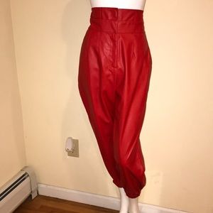 NWT Red high-rise scrunched ankle pants, size L